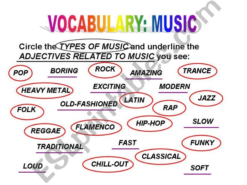 VOCABULARY:MUSIC powerpoint