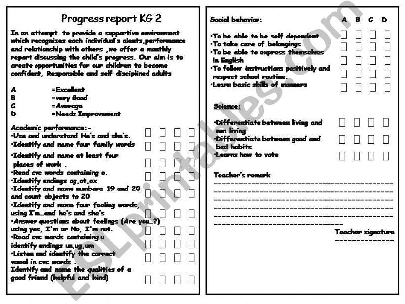 report for kindergaeten powerpoint