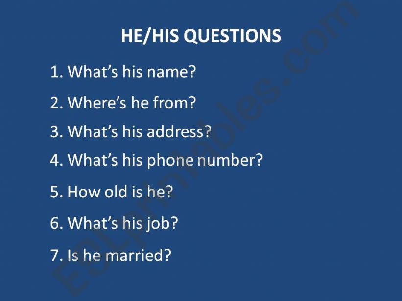HE/HIS and SHE/HER questions powerpoint