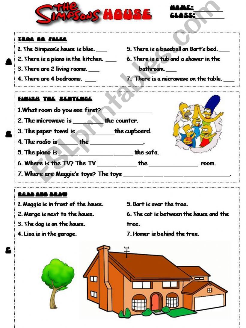 The Simpsons House - Prepositions of Place