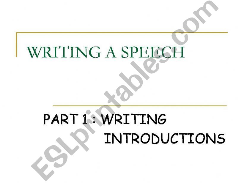 WRITING SPEECHES AND TALKS powerpoint