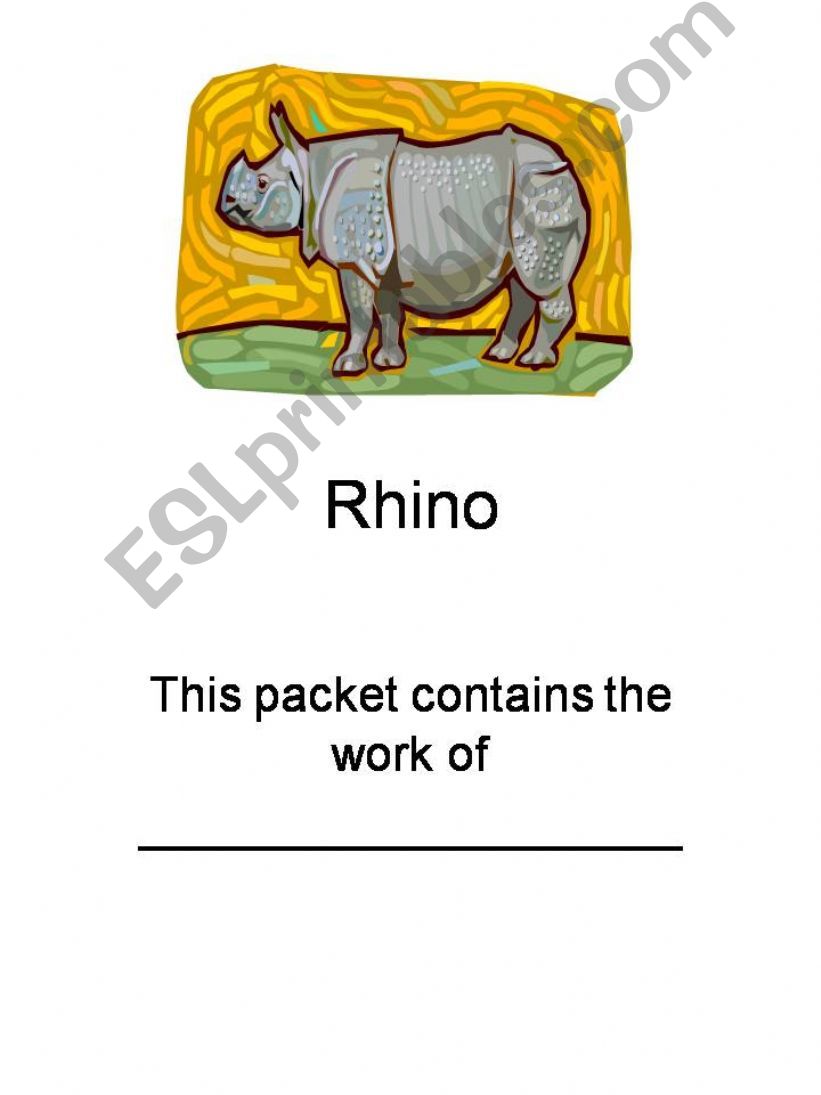 phonics & word skills - Rhino Themed Packet