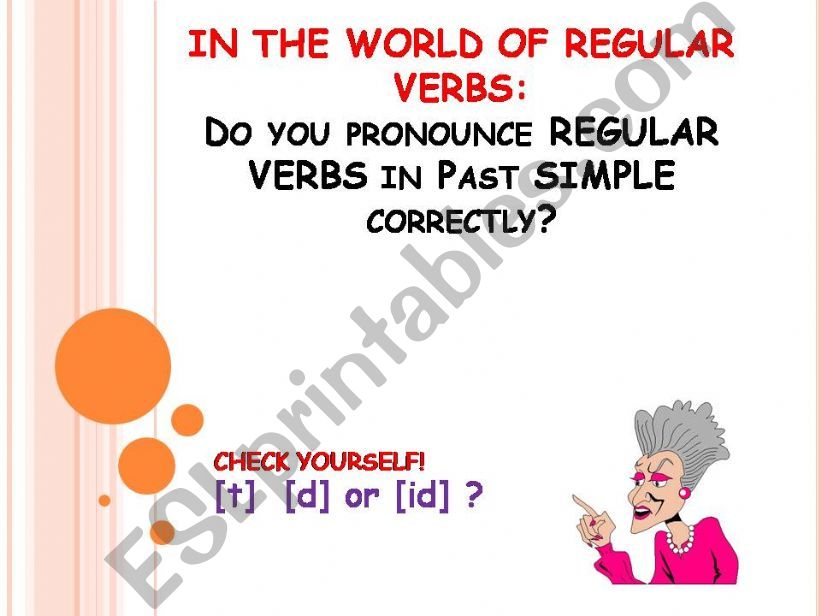 REGULAR VERBS PRACTICE, READING TYPES.