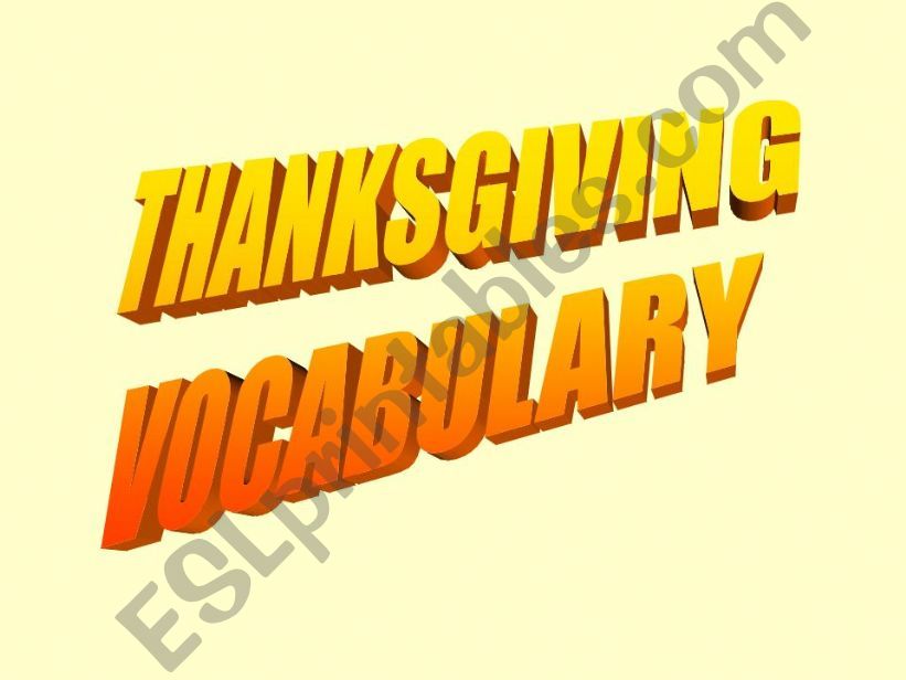 THANKSGIVING VOCABULARY powerpoint