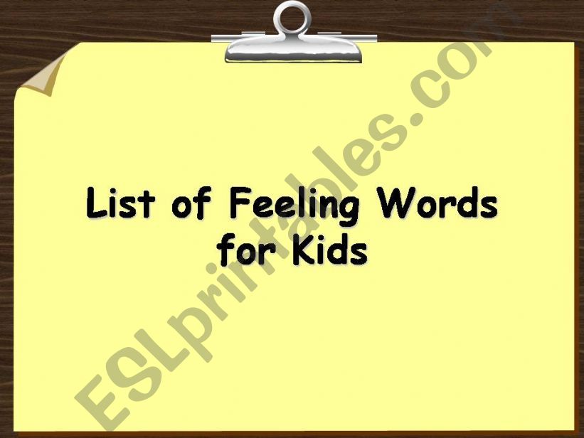 Basic Feeling Words for Kids powerpoint