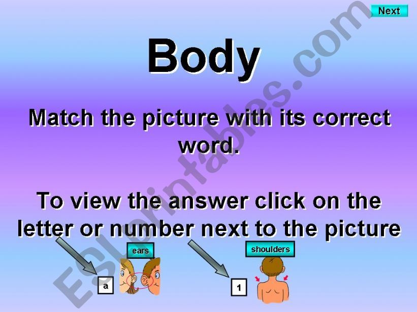 Body Parts - matching powerpoint