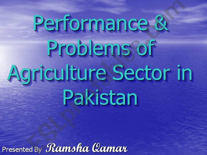 performance and problem of agriculture sector