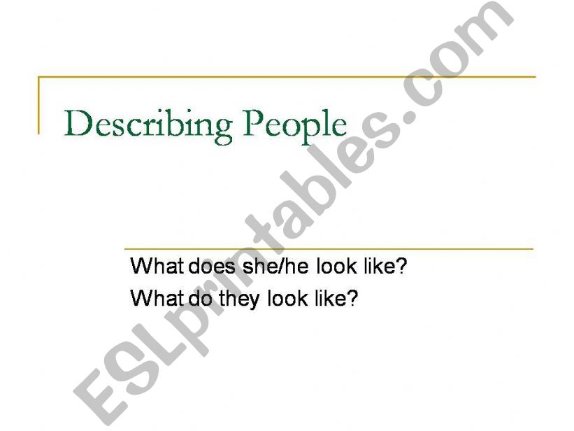 Describing People powerpoint