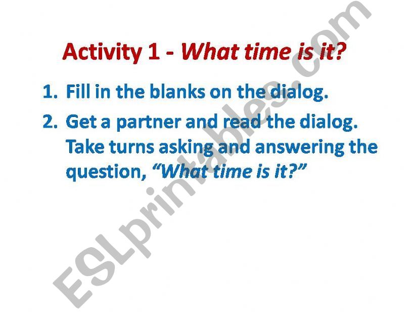 Telling Time Activity powerpoint