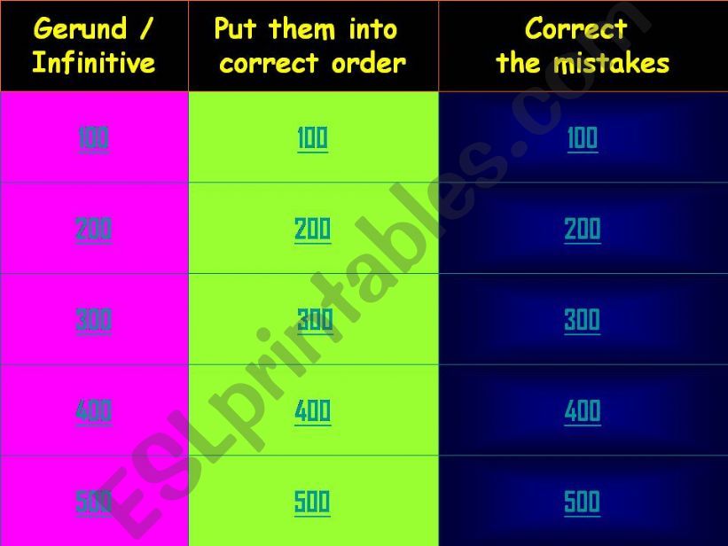 gerund infinitive jeopardy game