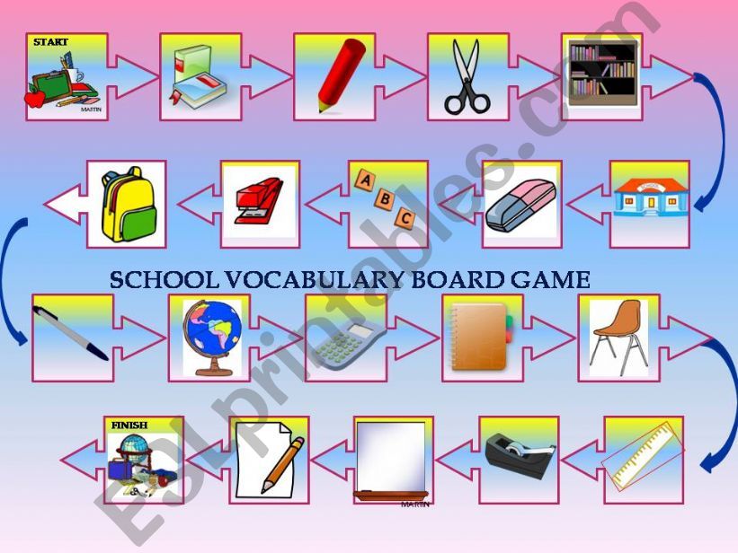 SCHOOL Vocabulary Game - Play on-screen or print
