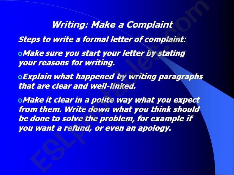 Developing writing skills - how to write a letter of complaint