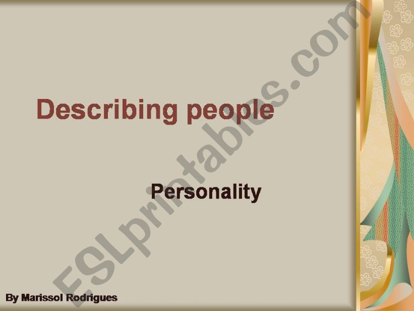 Personality adjectives powerpoint