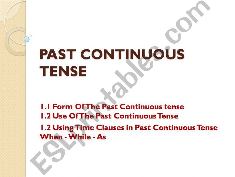 Past Continuous Tense powerpoint