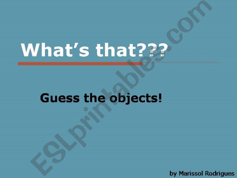 Guess the objects! powerpoint