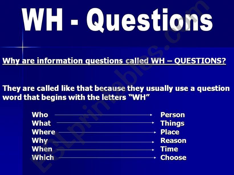 Information questions (WH - questions)