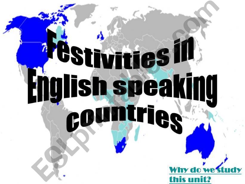 Festivities in English speaking countries throughout the year