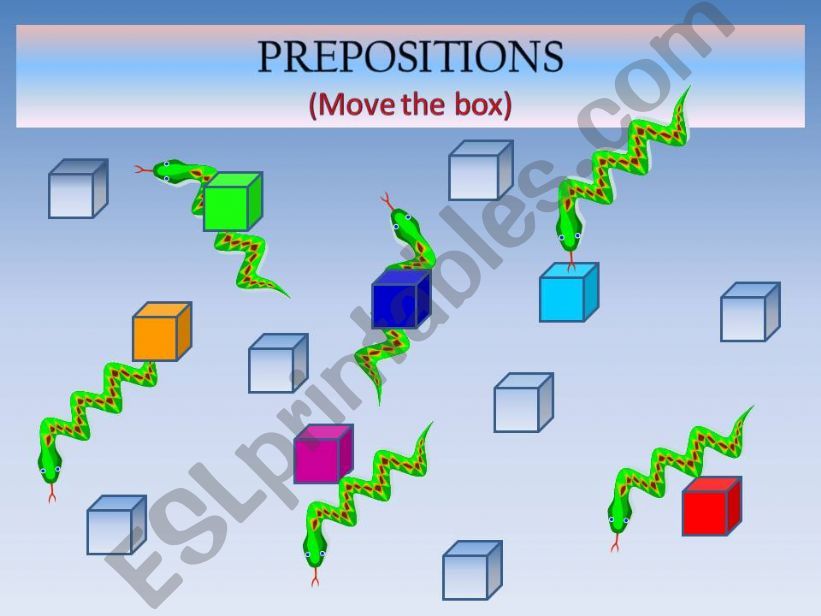 PREPOSITIONS Game - Play on-screen.  20 slides.