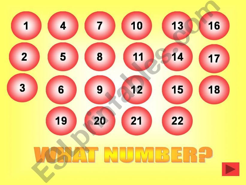Numbers Game 1-22 powerpoint