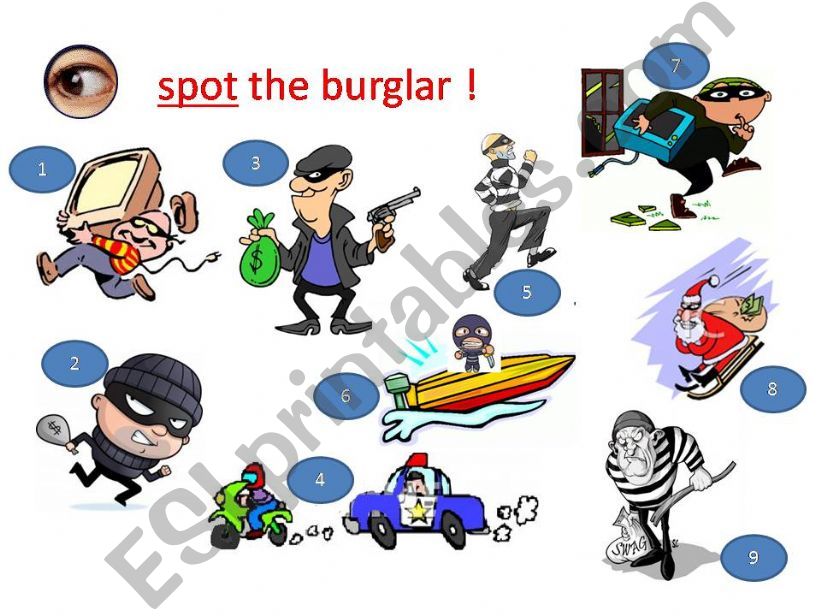 spot the burglar: game  powerpoint