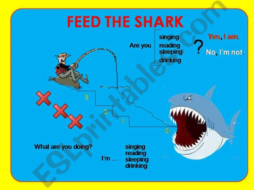 FEED THE SHARK GAME - PRESENT CONTINUOUS