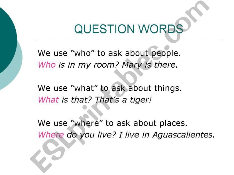 Question Words powerpoint