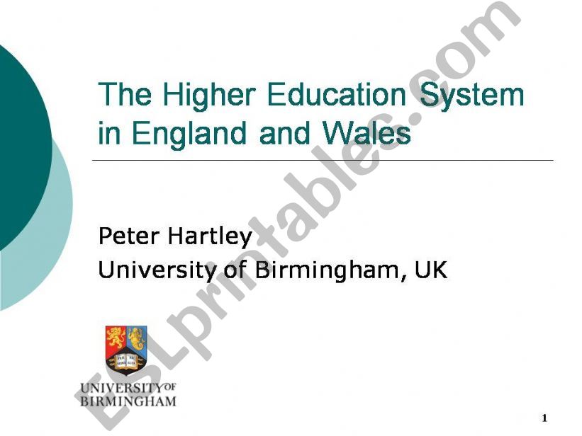 The Higher Education System in England and Wales 
