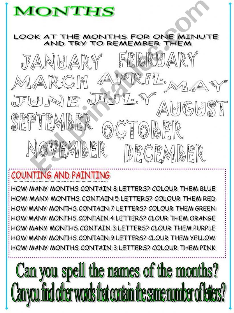 Months powerpoint