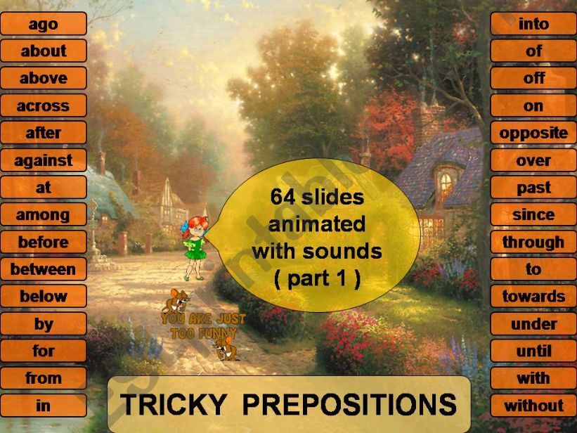 Power Point game - tricky prepositions - part 1