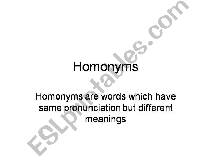HOMONYMS powerpoint