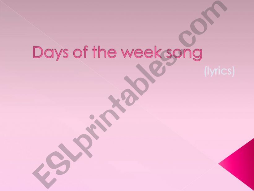 Song - Days of the week powerpoint
