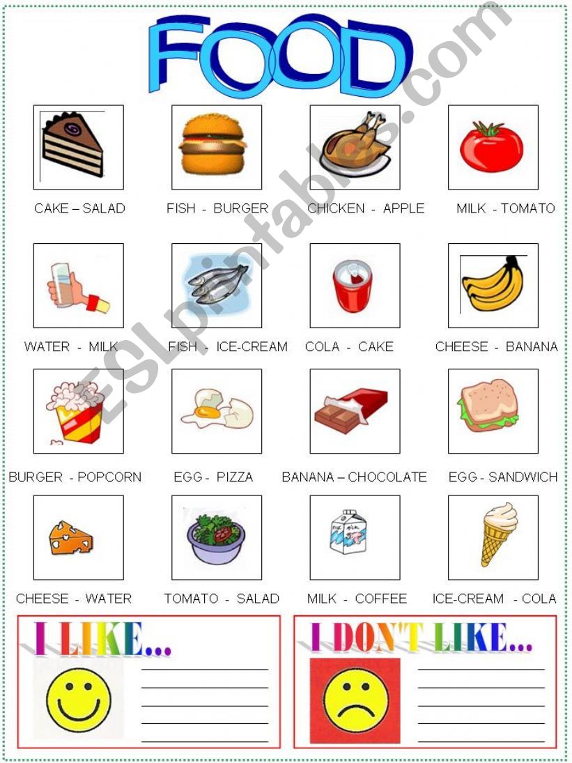 FOOD  I like and I dont like powerpoint