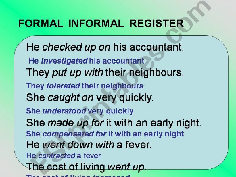 FORMAL INFORMAL LANGUAGE powerpoint