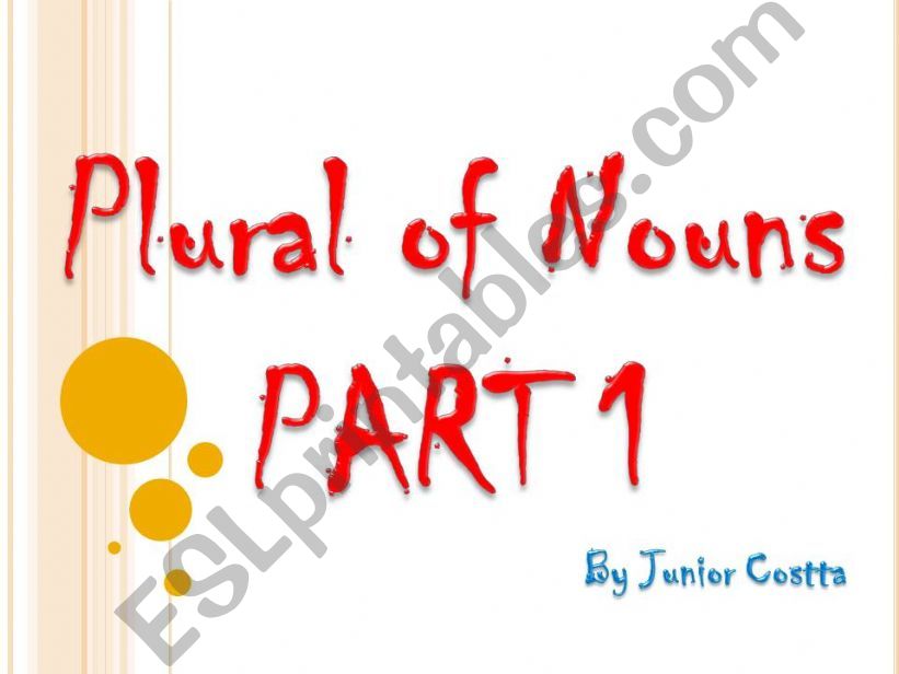 PLURAL OF NOUNS - PART 1 powerpoint