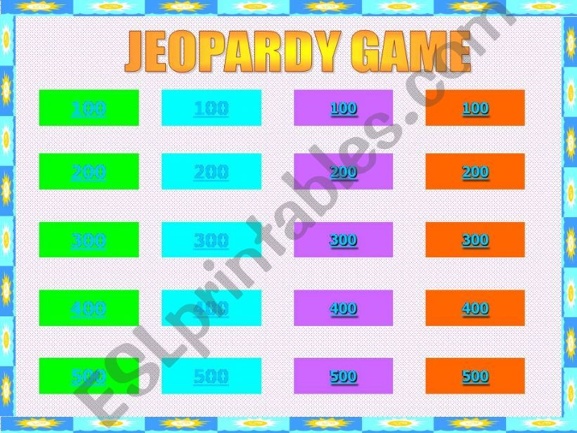 FIRST CONDITIONAL JEOPARDY GAME