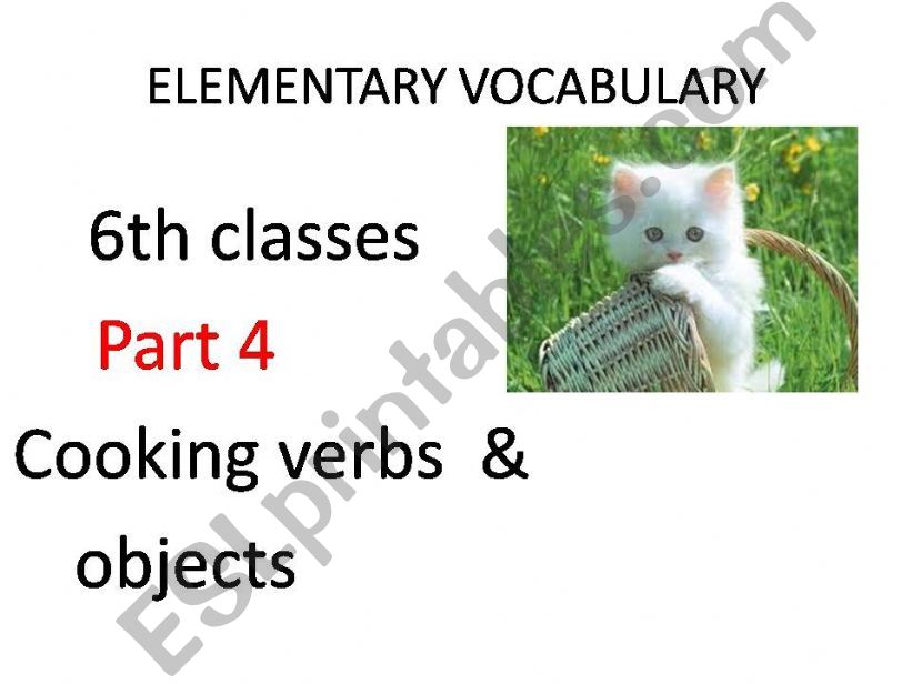 6th ELEMENTARY VOCABULARY PART 4 COOKING