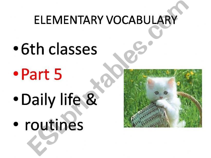 6th ELEMENTARY VOCABULARY PART 5 DAILY ROUTINES