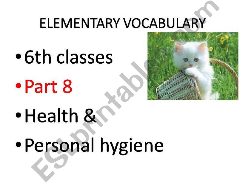 Elementary vocabulary  Part 8 Health
