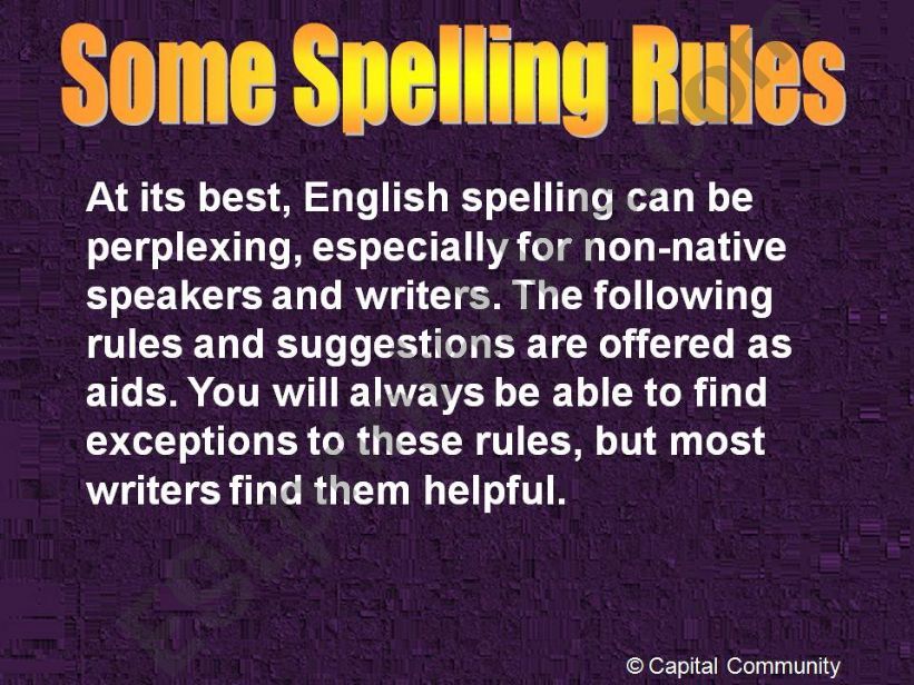 Some spelling rules powerpoint