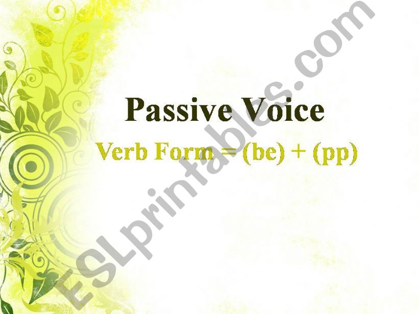 Passive voice (all tenses, including modal verbs), with examples 