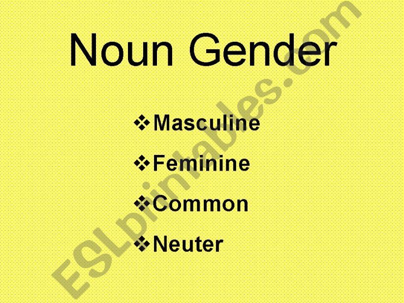 GENDER OF NOUNS powerpoint