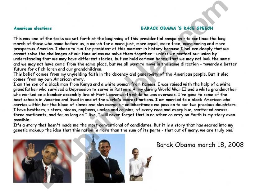 Barack Obama s race speech powerpoint