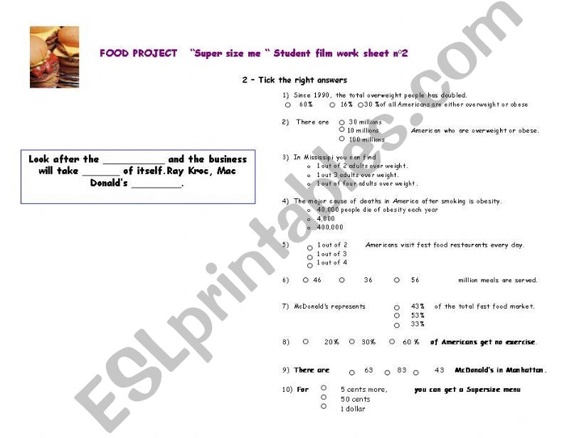 SUPER SIZE ME the film powerpoint
