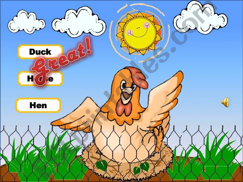 Farm Animal noises Game (hen, rooster, pig, duck) part 2