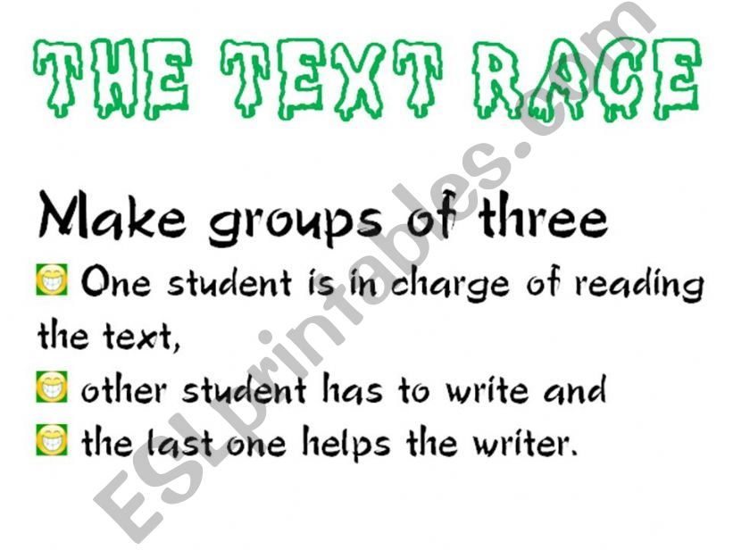 the text race game powerpoint