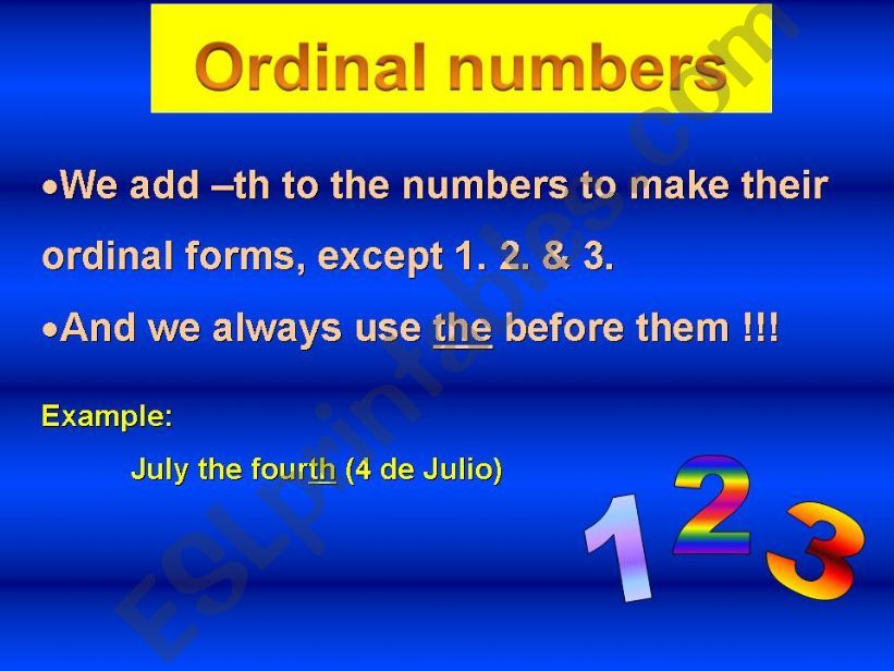 Ordinal numbers and famous dates