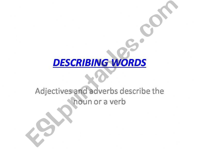DESCRIBING WORDS powerpoint