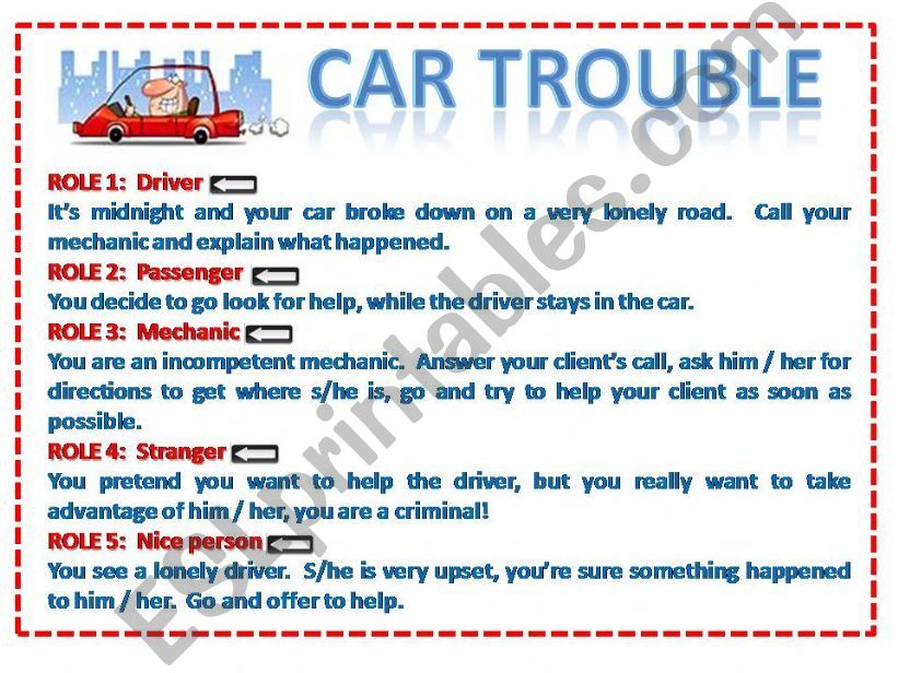 ROLE PLAY - CAR TROUBLE powerpoint