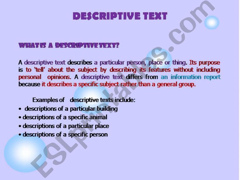 What Is Descriptive Text