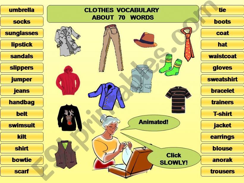 CLOTHES vocabulary ( over 70 words)